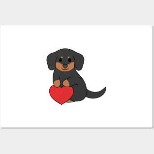 Black Dachshund Heart Posters and Art